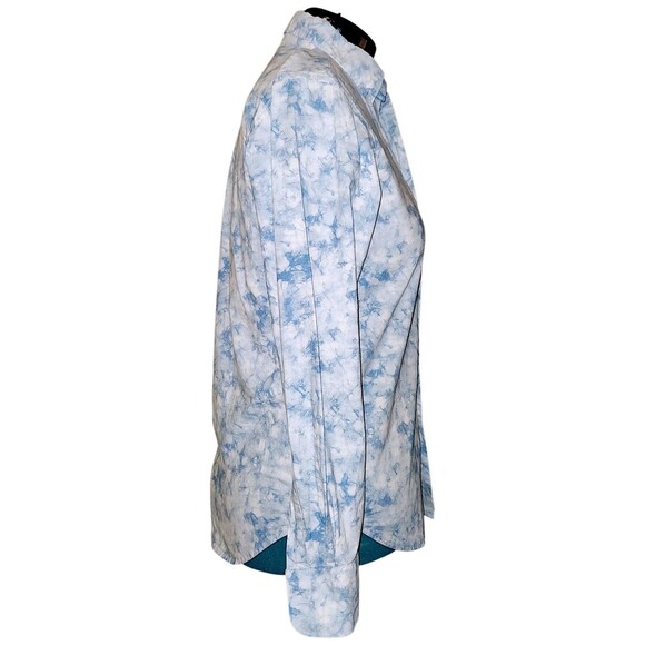 Naked And Famous 100% Cotton Shirt Small Canada Blue Tie Dye Print Unisex - Picture 5 of 7